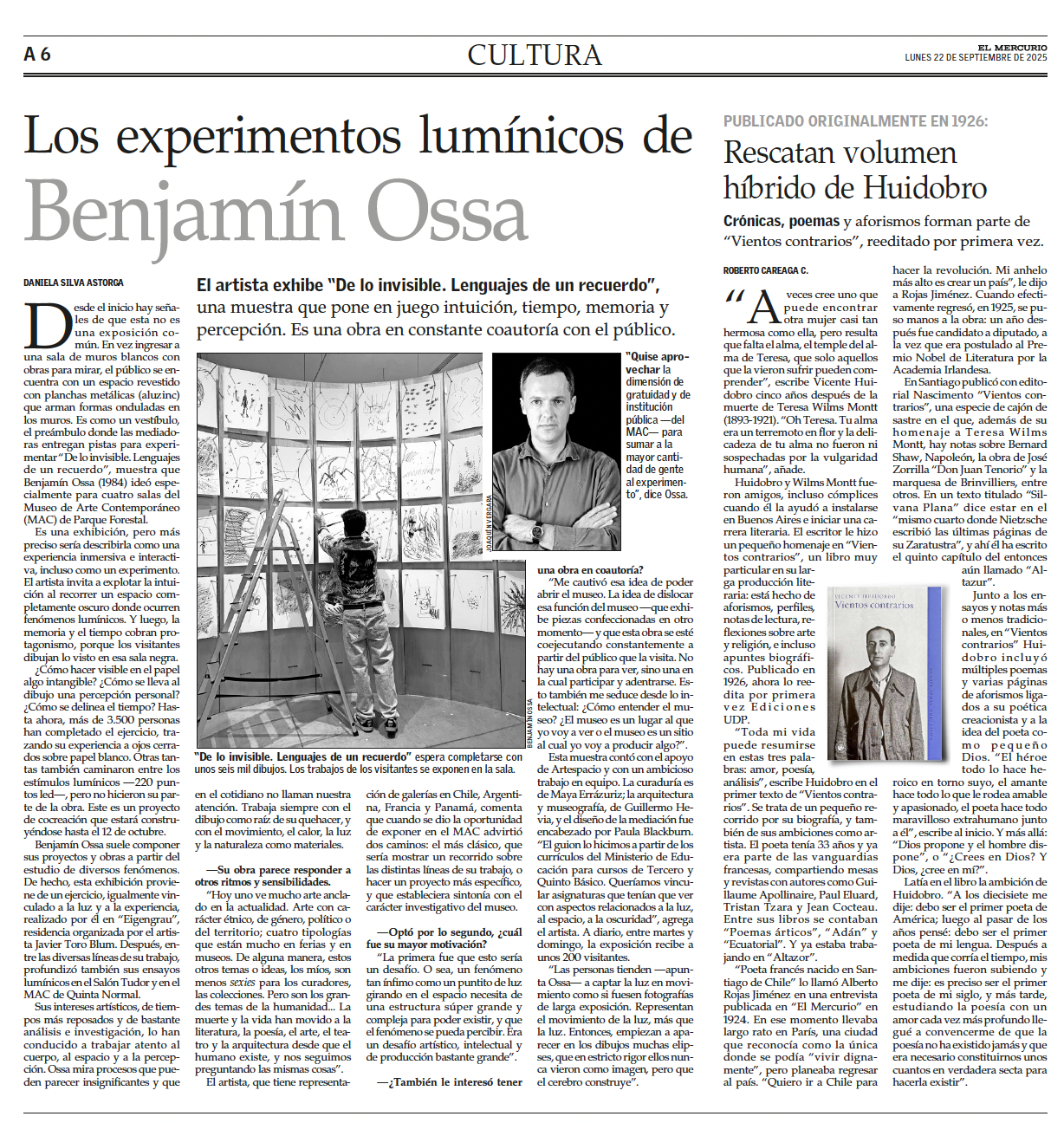 Los experimentos lumínicos de Benjamín Ossa EL MERCURIO