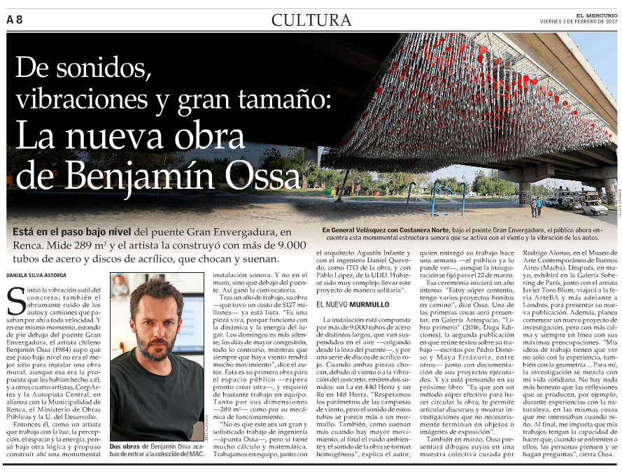 De sonidos, vibraciones y gran tamaño: La nueva obra de Benjamín Ossa