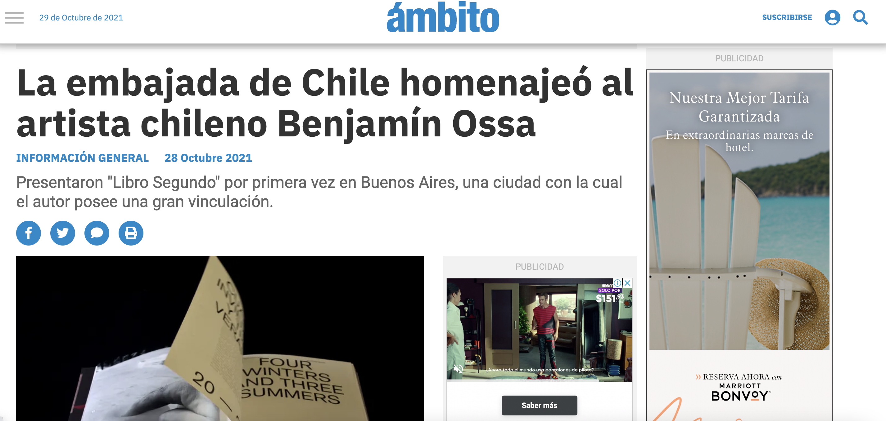 La embajada de Chile homenajeó al artista chileno Benjamín Ossa