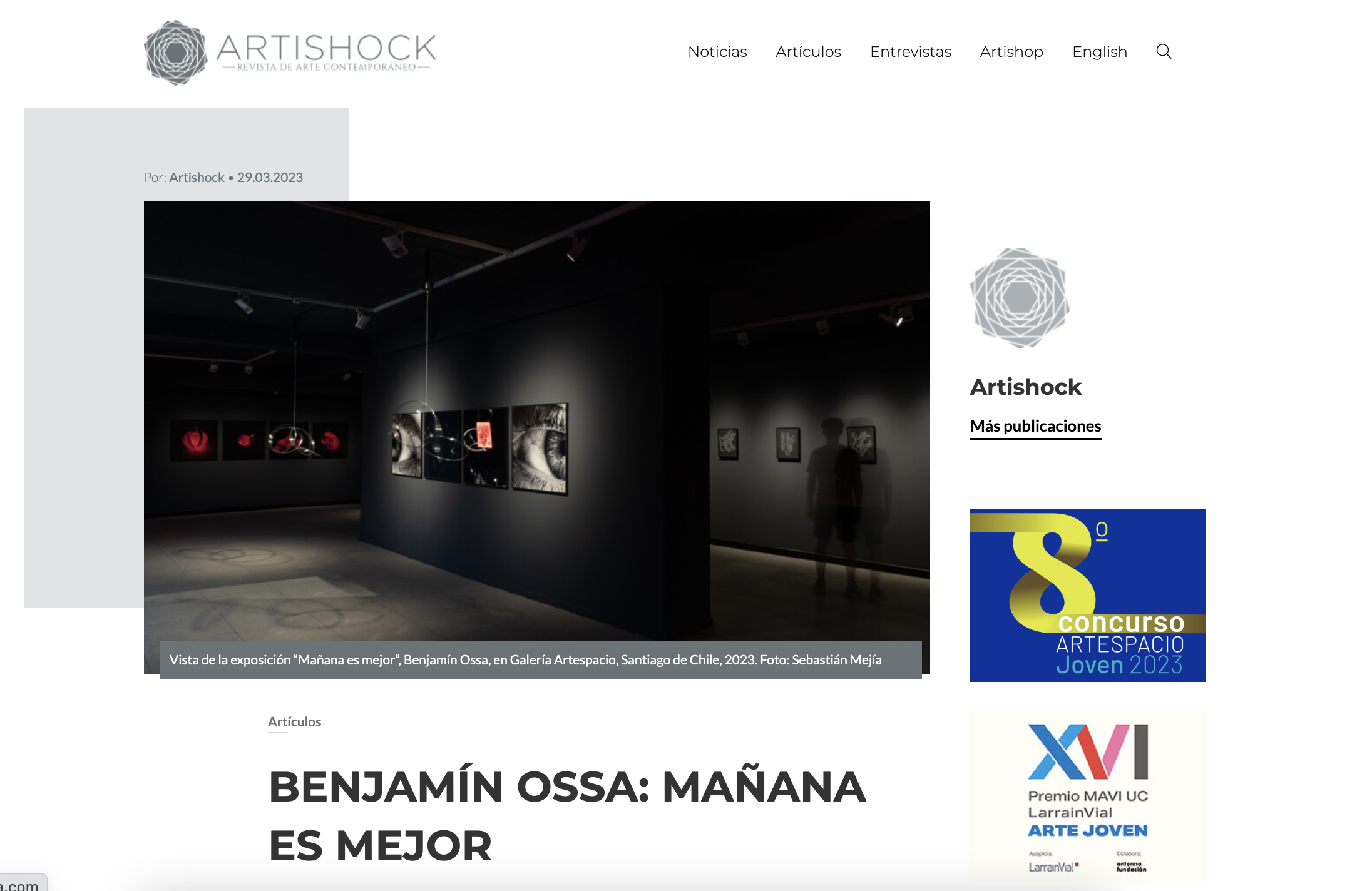 ARTISHOCK MA&Ntilde;ANA ES MEJOR BENJAMIN OSSA