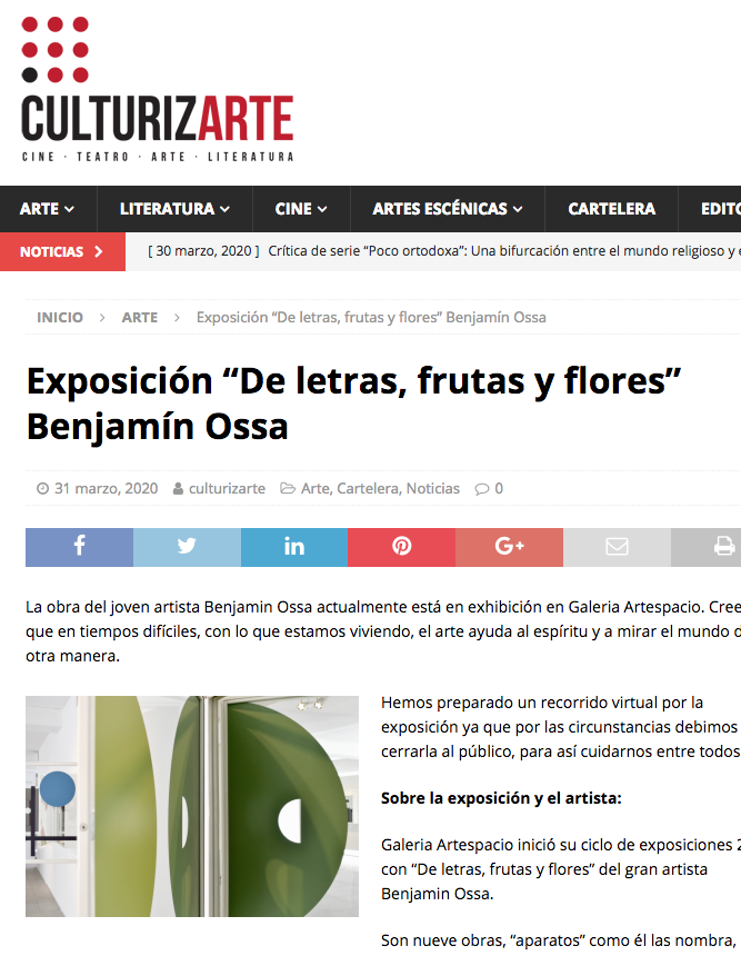 Exposición “De letras, frutas y flores” Benjamín Ossa